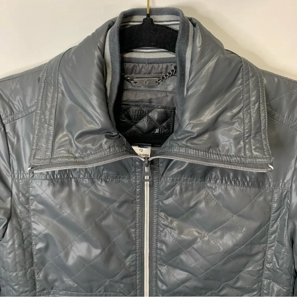 GUESS PREMIUM Gray Quilted Style Jacket - Size 12 Kids